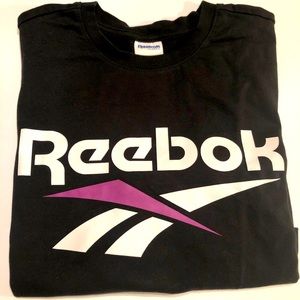 REEBOK big logo print black white purple BNWOT